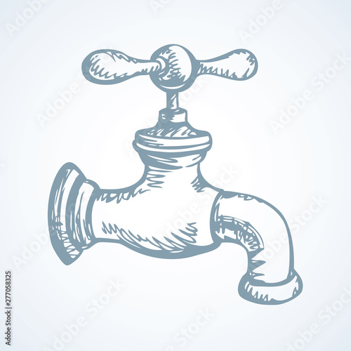Sketch of water tap. Vector illustration