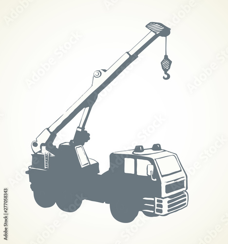 Machine with crane. Vector drawing
