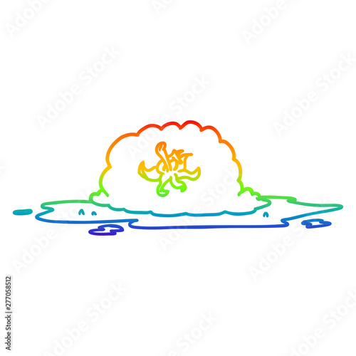 rainbow gradient line drawing cartoon squashed tomato