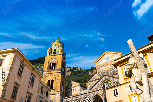 View of the Cathedral of Sant'Andrea from the Piazza del Duomo at sunset photo