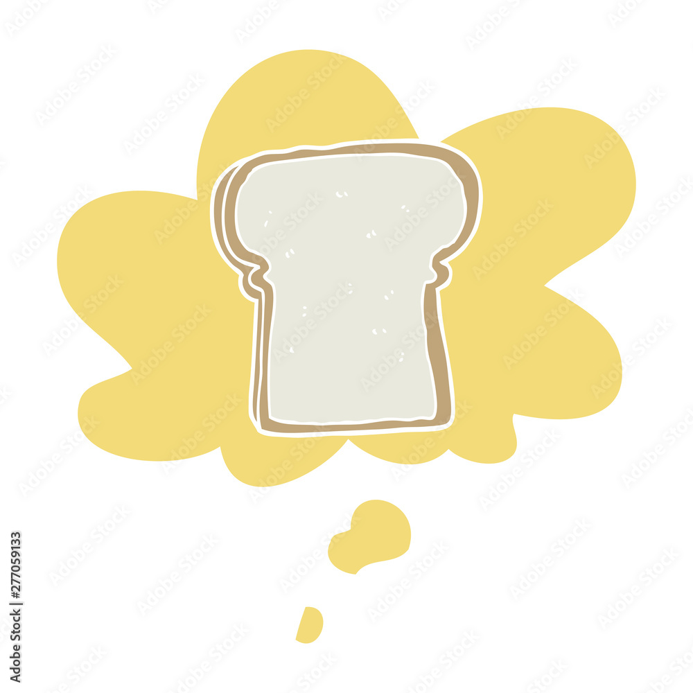 cartoon slice of bread and thought bubble in retro style cartoon slice of bread and thought bubble in retro style