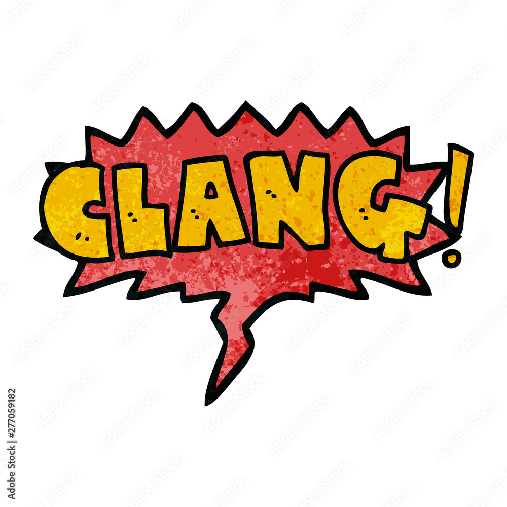 cartoon word clang and speech bubble in retro texture style cartoon word clang and speech bubble in retro texture style