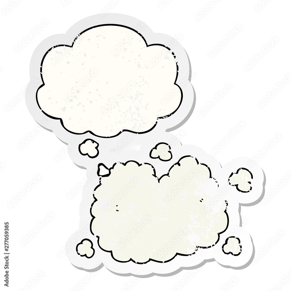 cartoon smoke cloud and thought bubble as a distressed worn sticker cartoon smoke cloud and thought bubble as a distressed worn sticker