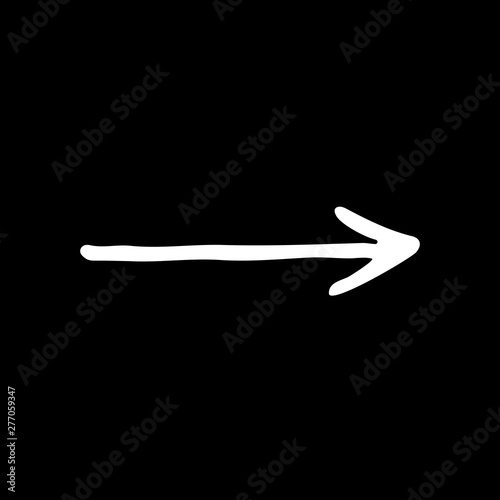 Cute linear hand drawn arrow symbol. Funny vector black and white arrow symbol. Isolated monochrome doodle arrow symbol for various projects.