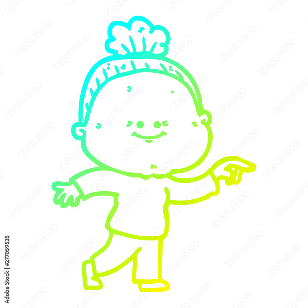 cold gradient line drawing cartoon happy old woman cold gradient line drawing cartoon happy old woman
