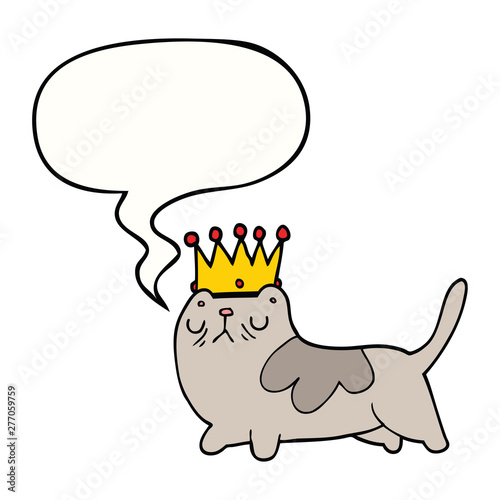 cartoon arrogant cat and speech bubble