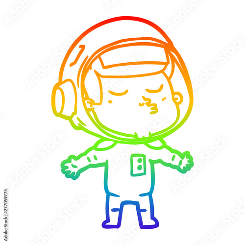 rainbow gradient line drawing cartoon confident astronaut