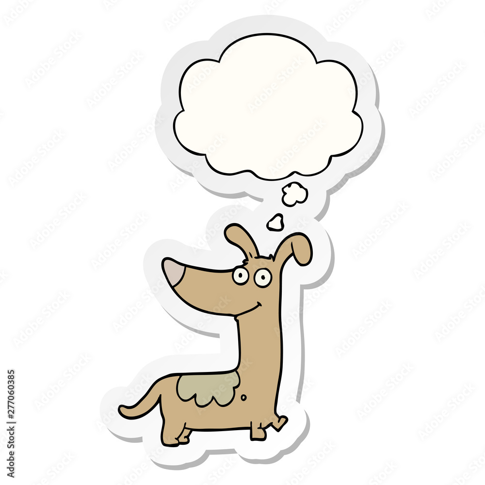 cartoon dog and thought bubble as a printed sticker cartoon dog and thought bubble as a printed sticker