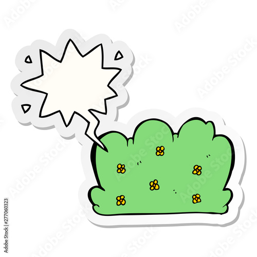 cartoon hedge and speech bubble sticker