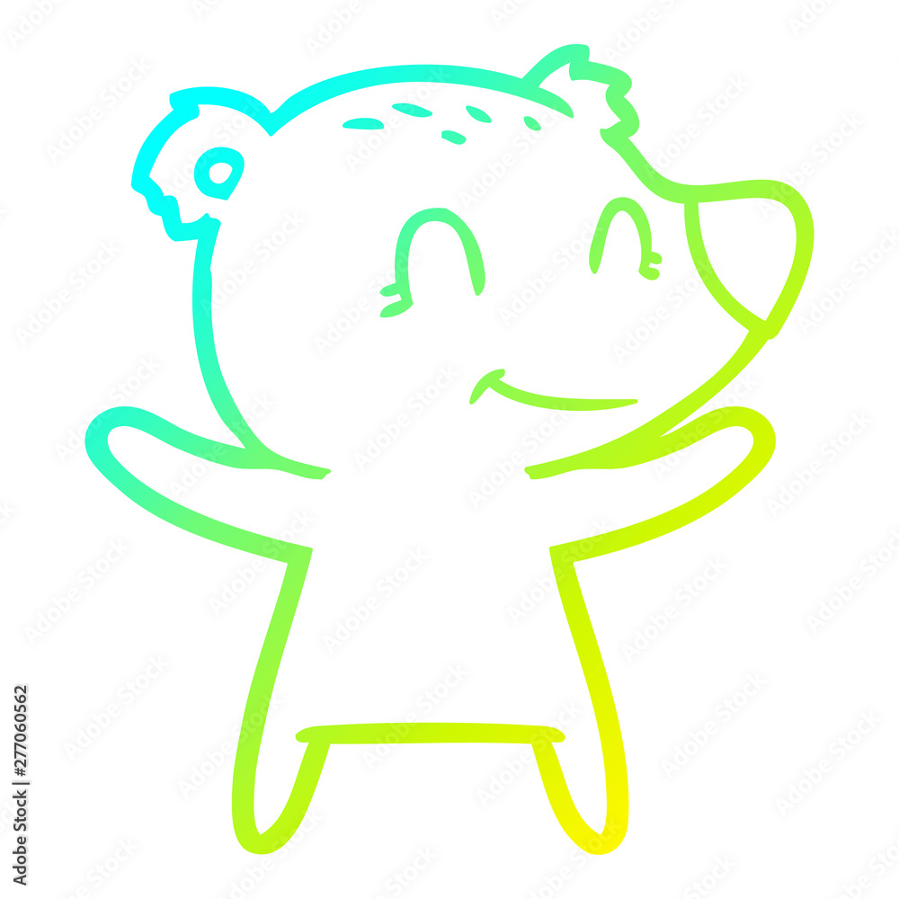 cold gradient line drawing smiling bear cartoon