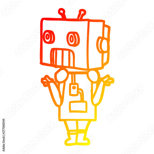 warm gradient line drawing cartoon robot