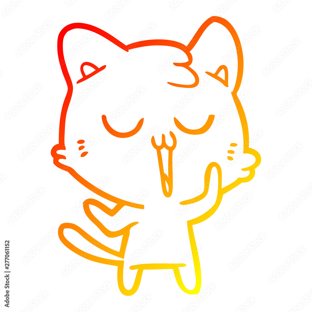 warm gradient line drawing cute cartoon cat warm gradient line drawing cute cartoon cat