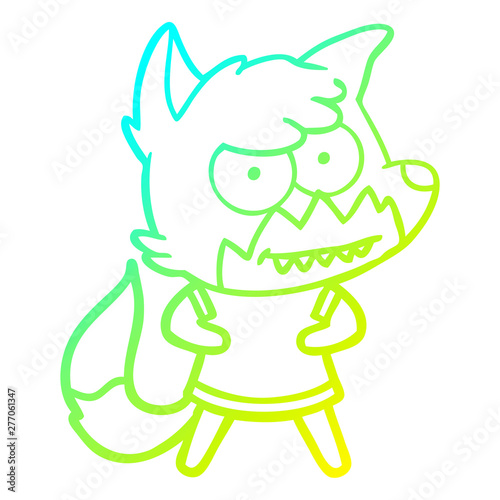 cold gradient line drawing cartoon grinning fox