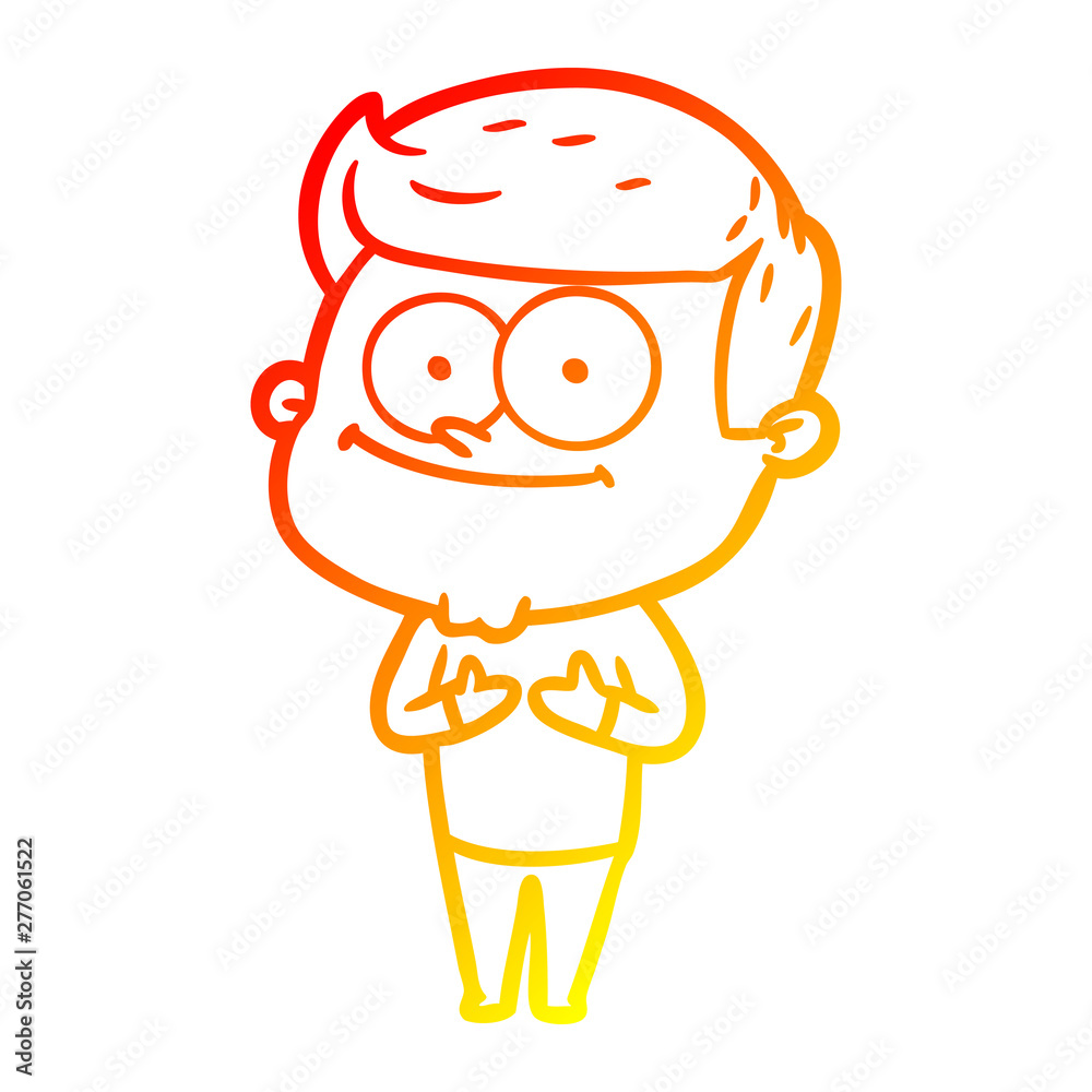 warm gradient line drawing cartoon smiling man