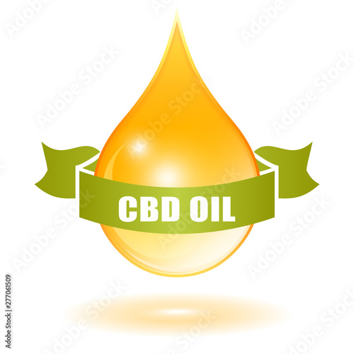 Glossy drop of cbd oil