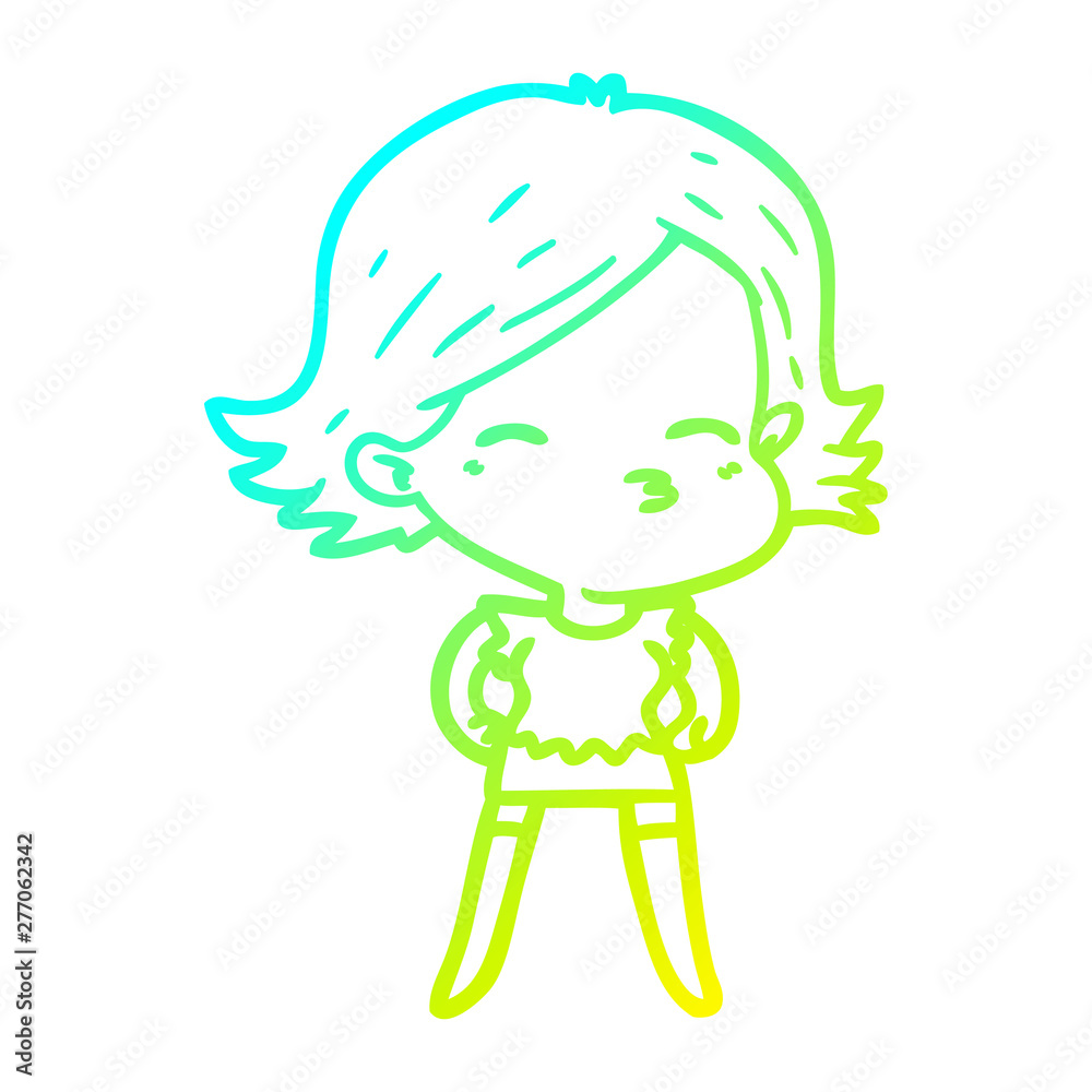 cold gradient line drawing cartoon woman cold gradient line drawing cartoon woman