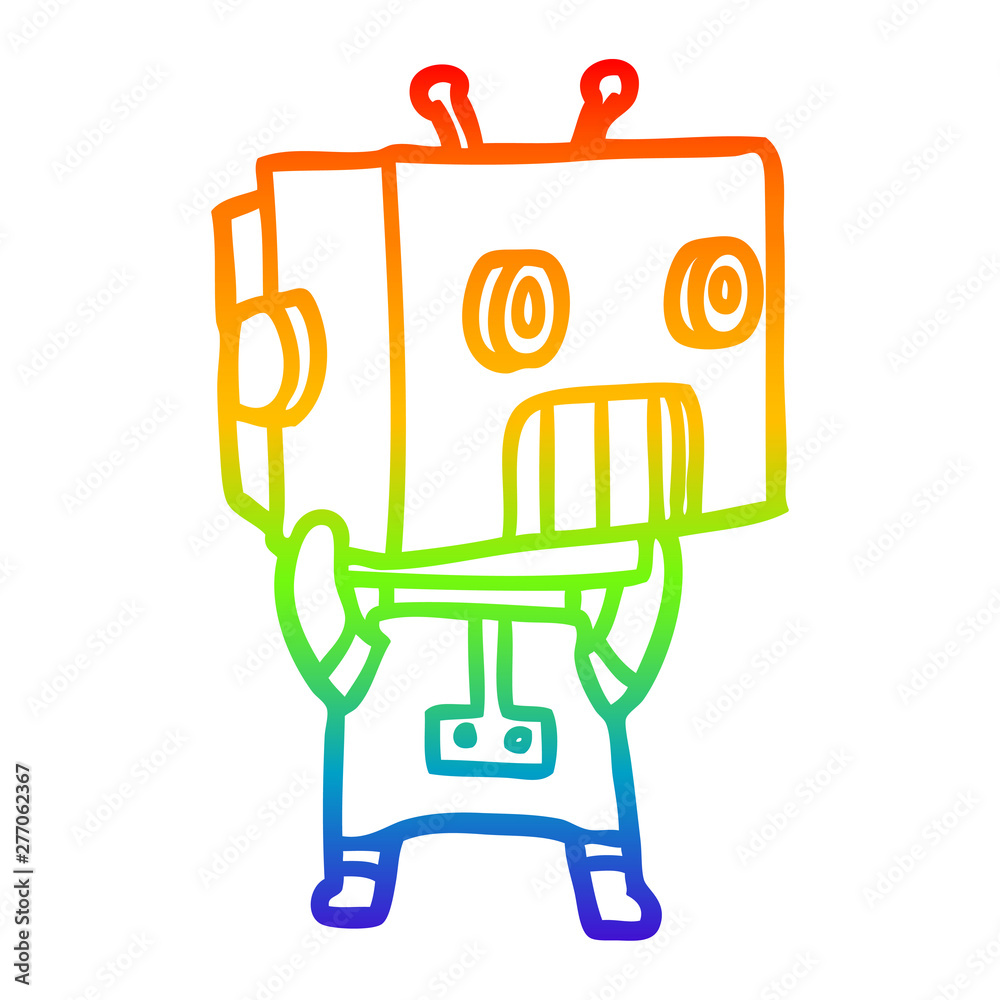 rainbow gradient line drawing cartoon robot rainbow gradient line drawing cartoon robot
