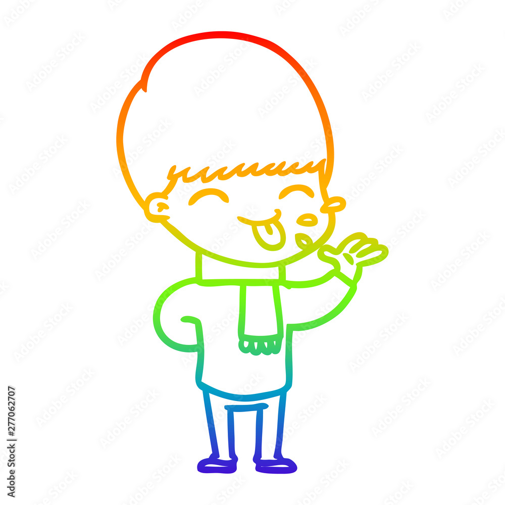 rainbow gradient line drawing cartoon boy sticking out tongue rainbow gradient line drawing cartoon boy sticking out tongue