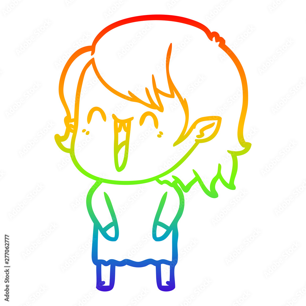rainbow gradient line drawing cute cartoon happy vampire girl rainbow gradient line drawing cute cartoon happy vampire girl