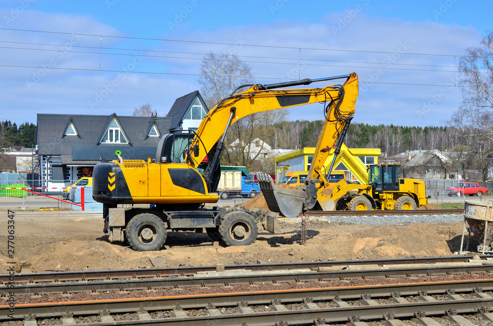 excavator on railway construction excavator on railway construction