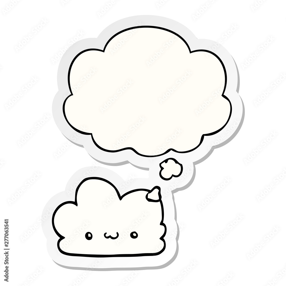 cute cartoon cloud and thought bubble as a printed sticker cute cartoon cloud and thought bubble as a printed sticker