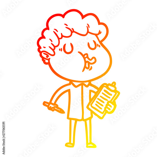warm gradient line drawing cartoon man singing
