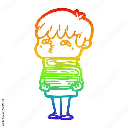 rainbow gradient line drawing cartoon curious man