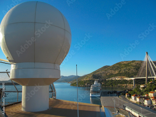 Фотография Dubrovnik, Croatia - November 23, 2012 Cruise ship in the bay of Dubrovnik, Croatia