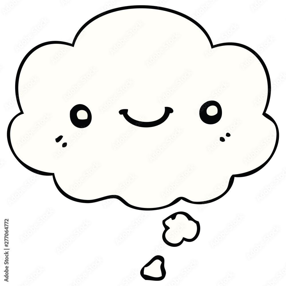 cartoon cute happy face and thought bubble cartoon cute happy face and thought bubble