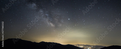 Milky way in a summer day with light pollution in Umbria, Italia photo