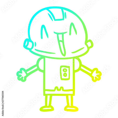 cold gradient line drawing cartoon robot