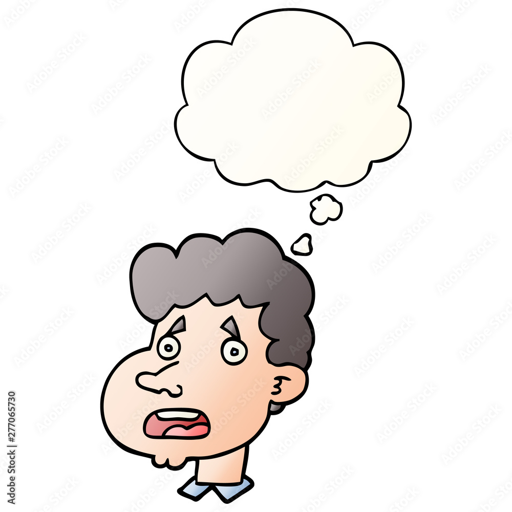 cartoon shocked man and thought bubble in smooth gradient style cartoon shocked man and thought bubble in smooth gradient style