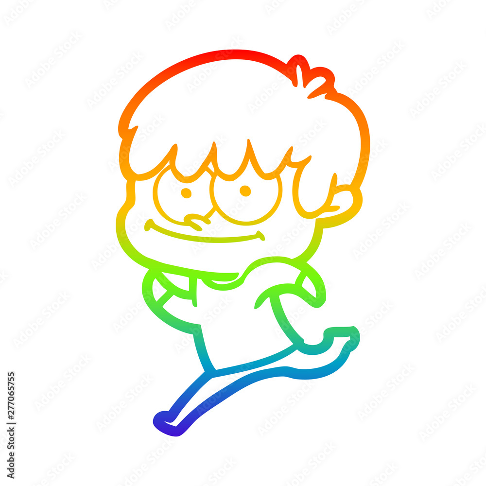 rainbow gradient line drawing happy cartoon man rainbow gradient line drawing happy cartoon man