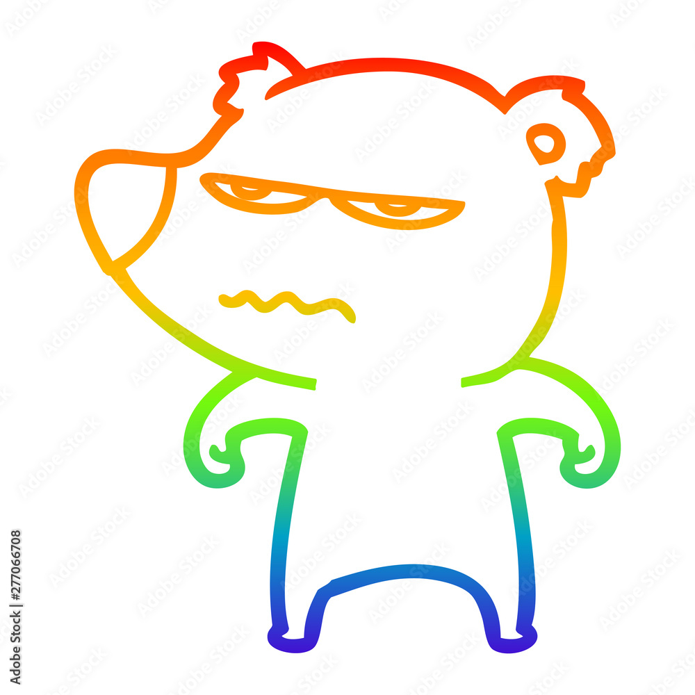 rainbow gradient line drawing annoyed bear cartoon rainbow gradient line drawing annoyed bear cartoon