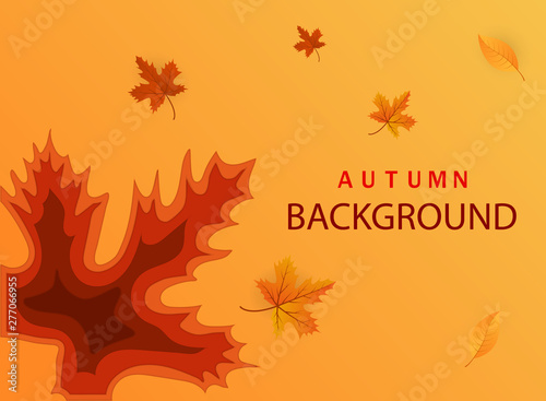 Abstract autumn paper cut template.Modern banner with 3D abstract background and paper cut shapes of leaves .Trendy layout for business presentations  cards  flyers  posters. vector eps10