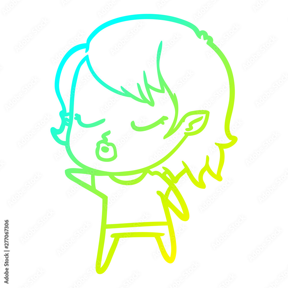 cold gradient line drawing cute cartoon vampire girl cold gradient line drawing cute cartoon vampire girl