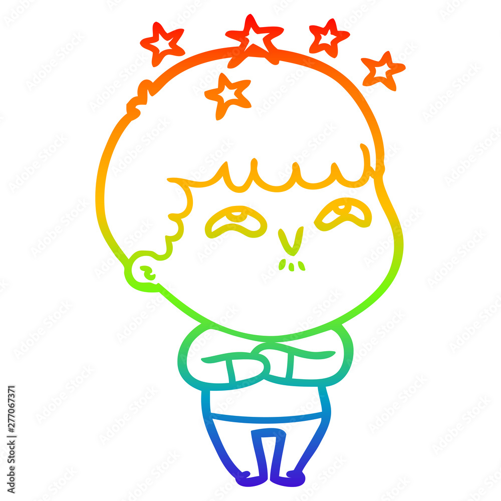 rainbow gradient line drawing cartoon amazed boy rainbow gradient line drawing cartoon amazed boy