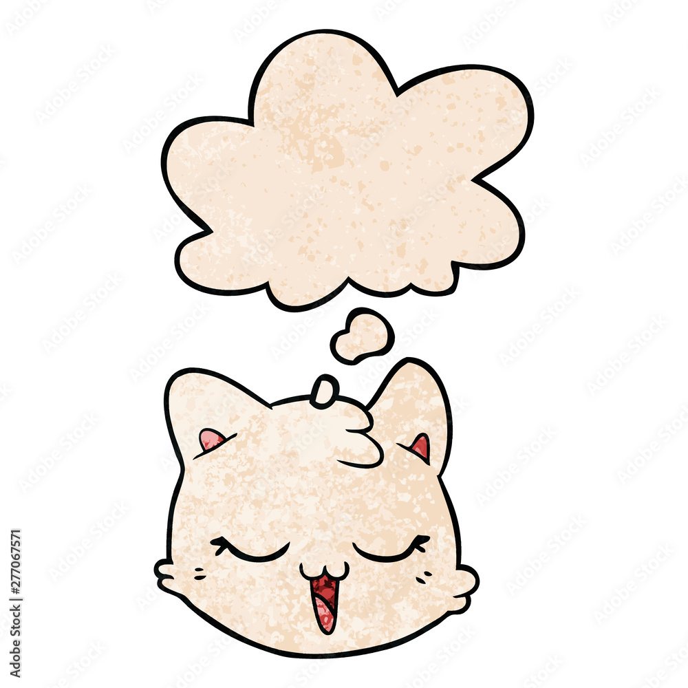 cartoon cat face and thought bubble in grunge texture pattern style cartoon cat face and thought bubble in grunge texture pattern style