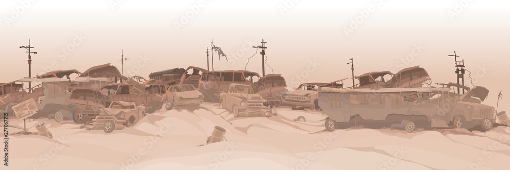 Ταπετσαρία monochrome panoramic background of a dump of various car remains