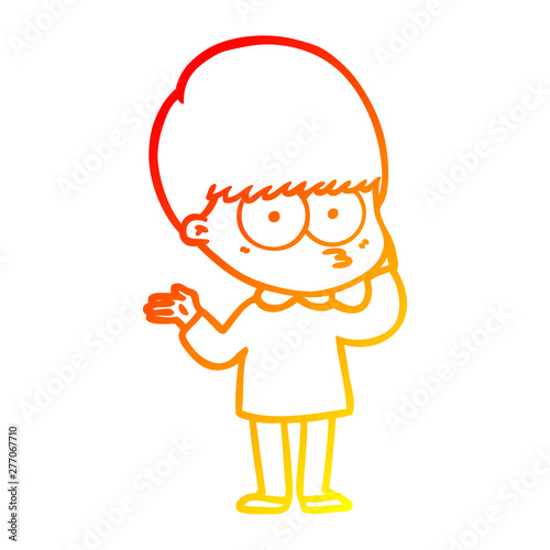 warm gradient line drawing curious cartoon boy