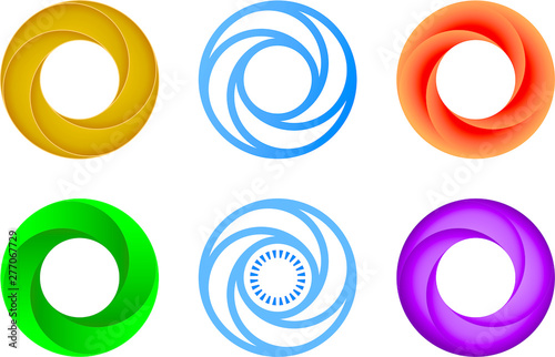 Six circular set icon. Geometric, simple and flat.