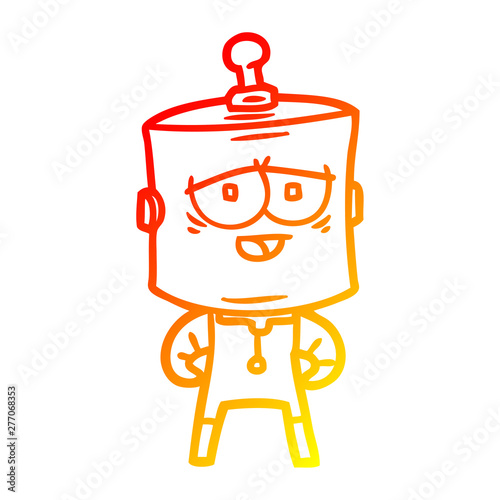 warm gradient line drawing cartoon robot