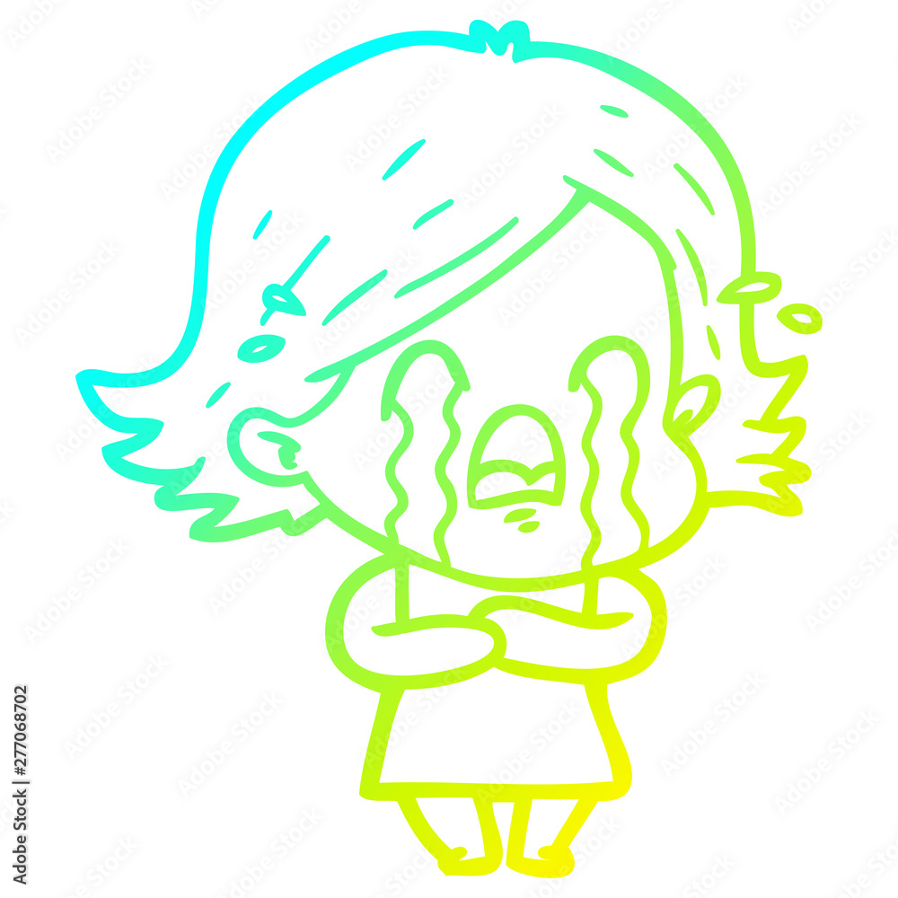 cold gradient line drawing cartoon woman crying cold gradient line drawing cartoon woman crying