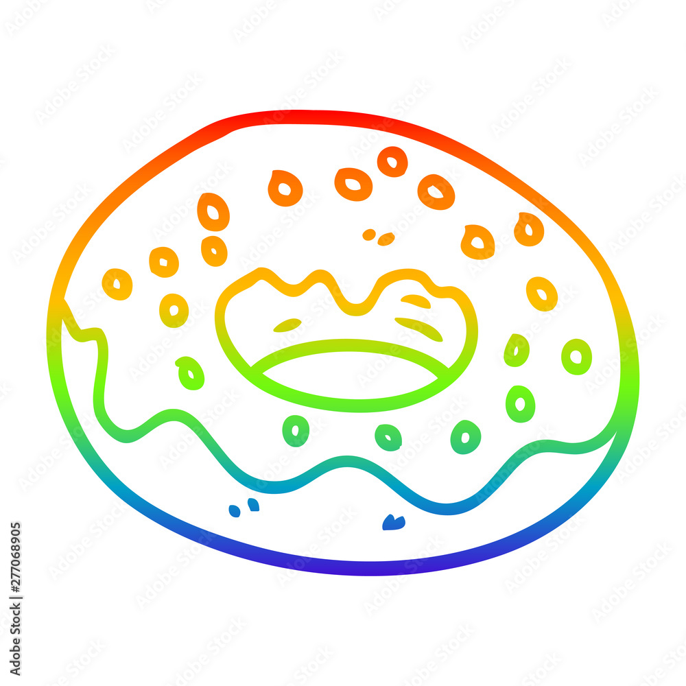 rainbow gradient line drawing cartoon chocolate donut rainbow gradient line drawing cartoon chocolate donut