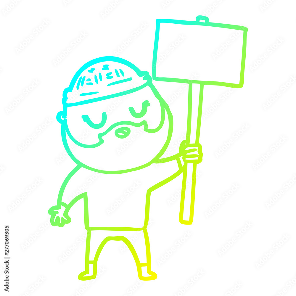 cold gradient line drawing cartoon man with beard cold gradient line drawing cartoon man with beard