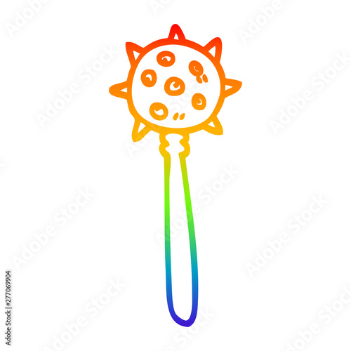rainbow gradient line drawing cartoon medieval mace