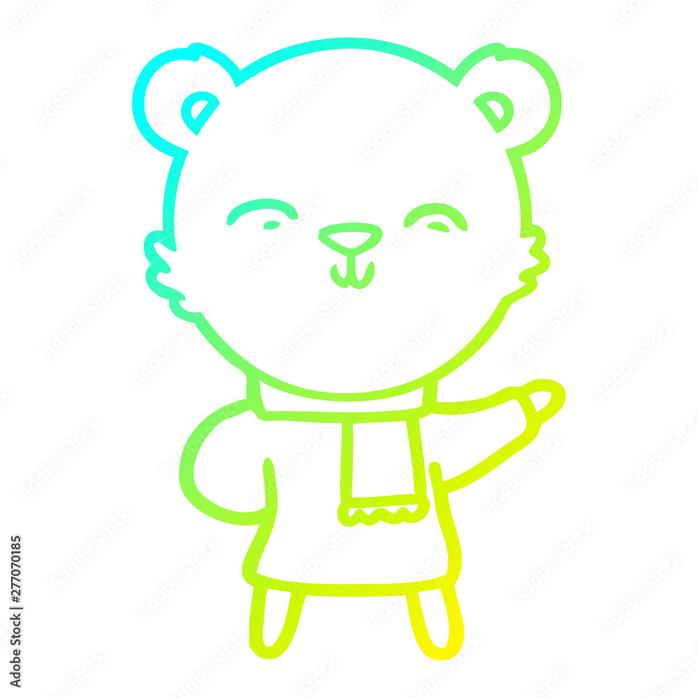 cold gradient line drawing happy cartoon polar bear cold gradient line drawing happy cartoon polar bear