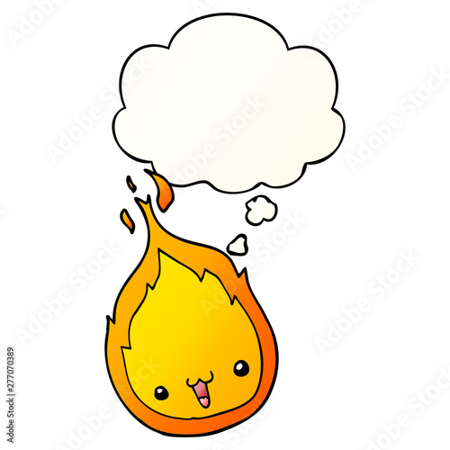 cute cartoon flame and thought bubble in smooth gradient style
