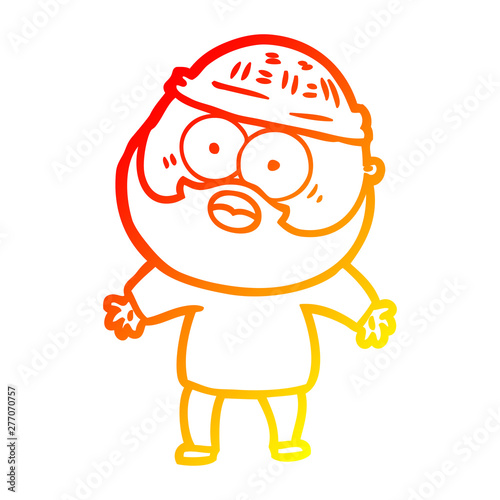 warm gradient line drawing cartoon bearded man