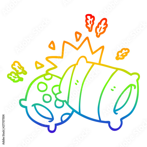 rainbow gradient line drawing cartoon pillows